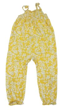 Žlto-biely kvetovaný nohavicový overal H&M