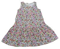Tmavomodro-farebné kvetované bavlnené šaty H&M