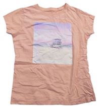 Broskvové tričko s mořem Primark