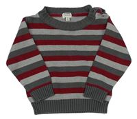 Sivo-červený pruhovaný sveter Kanz