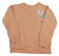 Broskvová mikina s květem a vreckom Dunnes