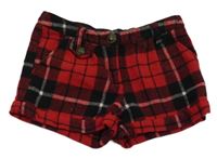 Červeno-černo-bílé kostkované vlněné kraťasy Next 