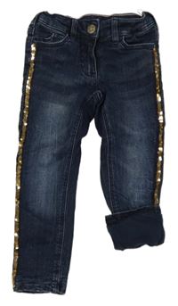 Tmavomodré podšité skinny rifle s flitry C&A