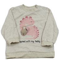 Sivá melírovaná mikina s dinosaurom Topolino