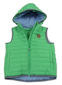 Zelená šusťáková prošívaná zateplená vesta s kapucí Topolino
