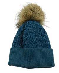 Petrolejová žinylková čapica s brmbolcom