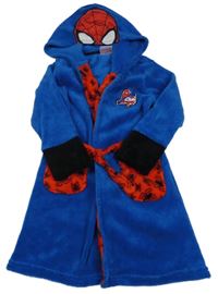 Modro-červený chlupatý župan s kapucí a páskem - Spider-man Marvel 