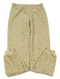 Béžovo-hnedé vzorované chlpaté domáceé nohavice