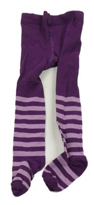 Fialovo-světlefialové pruhované punčocháče