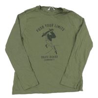 Khaki tričko so skateboardistou Mango