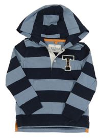 Tmavomodro-modrá pruhovaná mikina s písmenkem a kapucí M&S