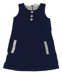 Tmavomodré teplákové šaty s gombíky Seven Lemon