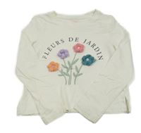 Biele crop tričko s kvietkami a nápisom Primark