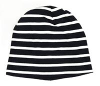 Tmavomodro-biela pruhovaná bavlnená čapica