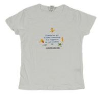 Biele tričko s nápisom a obrázkami Tenka