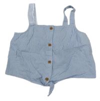 Modro-bílý proužkovaný crop top s uzlem H&M