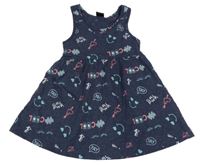 Tmavmodré bavlnené šaty s potlačou Kiki&Koko