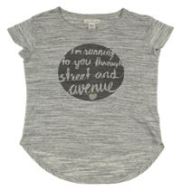 Sivé melírované športové tričko s nápisom H&M