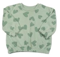 Světlezelená oversize mikkina so srdiečkami Primark