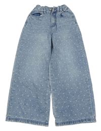Světlemodré puntíkované culottes rifle Sinsay 