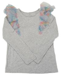Šedé melírované triko se síťovinou H&M