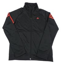 Černá sportovní propínací mikina s logem Adidas
