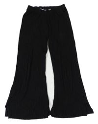 Černé žebrované pletené flare kalhoty H&M