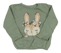 Khaki oversize mikina so zajačikom C&A