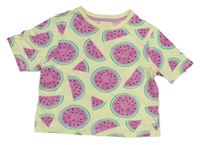 Svetložlté oversize tričko s melónmi Tu