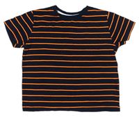 Tmavomodro-kriklavoě oranžové pruhované tričko Rebel