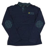 Tmavomodré mikinotriko s nášivkou a límečkem Lyle&Scott