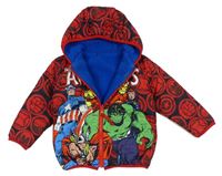 Červeno-černá prošívaná šusťáková zateplená oboustranná bunda s Avengers a kapucí MARVEL