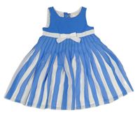 Modro-bílé šifonové plisované šaty s mašlí lilly wicket