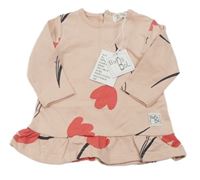 Nové - světlerůžové teplákové šaty s tulipánky Baby Bol