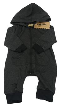 Nové - čierna melírovaná kombinéza s kapucňou zn. KANG KANG