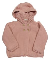 Svetloružový podšitý prepínaci sveter s kapucňou Lupilu