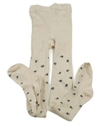 Smetanové punčocháče s kytičkami H&M