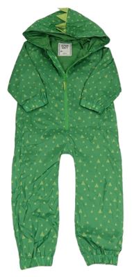 Zelená vzorovaná šusťáková jarní kombinéza s kapucí s ostny Matalan