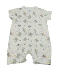 Biely bodkovaná ý kraťasový overal so zvieratkami