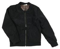 Černý šusťákový zateplený bomber se srdíčkem Topolino