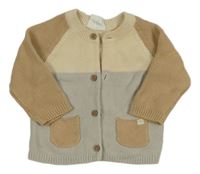 Světlešedo/béžovo-hnedý prepínaci sveter Topomini