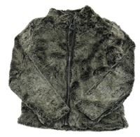 Tmavošedo-čierna kožušinová podšitá bunda BLUE SEVEN