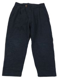 Tmavomodro/šedé kostkované chino kalhoty ZARA