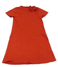 Červené melírované svetrové šaty s mašlou a trblietkami H&M