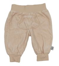 Svetloružové zamatové tepláky s vreckom lamino