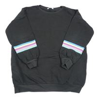 Černošedá oversize dlouhá mikina s pruhy M&S