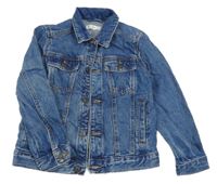 Modrá šisovaná riflová bunda s límečkem MANGO