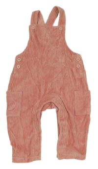 Růžové žebrované sametové laclové tepláky John Lewis