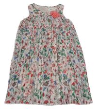 Světlerůžové plisované šaty s kytičkami a čmeláčky a 3D květem H&M