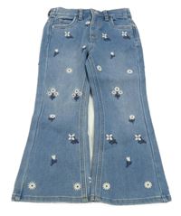 Modré flare teplákové rifle s kvietkami M&S